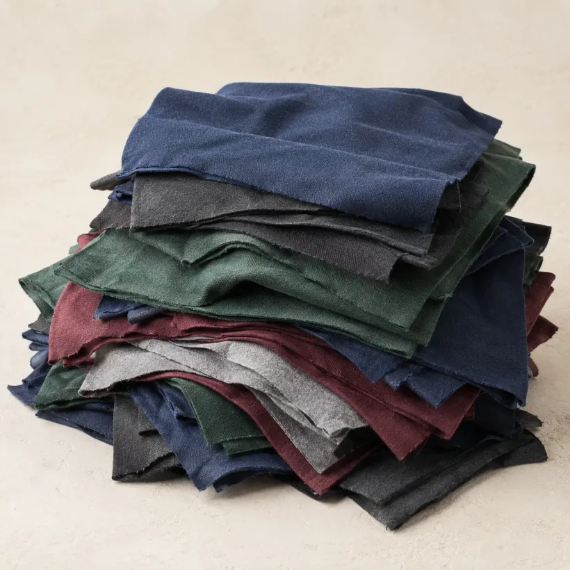 Stack of mixed-color cotton knit rags